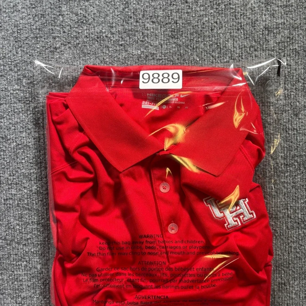 Nike Golf Houston Cougars Baseball Shirt Mens XL Red Dri-Fit Performance Polo